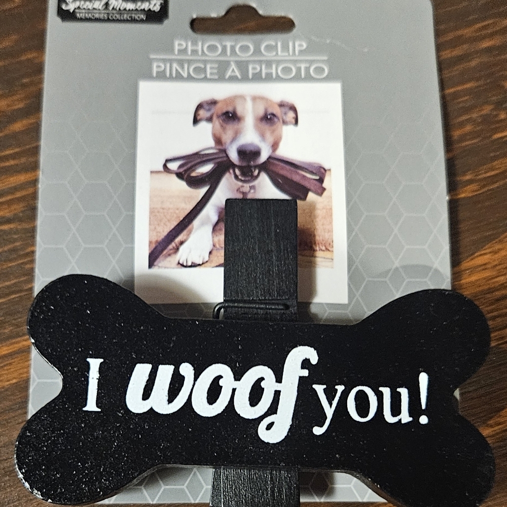 Photo Clip Dog Themed Black I Woof You Pet Parents/Pet Lovers Keepsake Gift